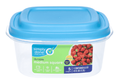 Simply Done Container & Lid, Durable, Medium Square, 5 Cup