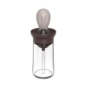 Kitchen Silicone Oil Bottle Glass Olive Oil Bottle Quantitative Extrusion Dispenser Pastry Steak Oil Brushes Baking BBQ Tool (Color: brown)
