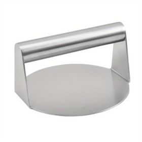 1pc; Burger Press; 304 Stainless Steel Meat Press; Round Or Square Burger Smasher; Grill Press Perfect For Kitchen Accessories; Home Kitchen Item (material: All Steel Round Meat Press)